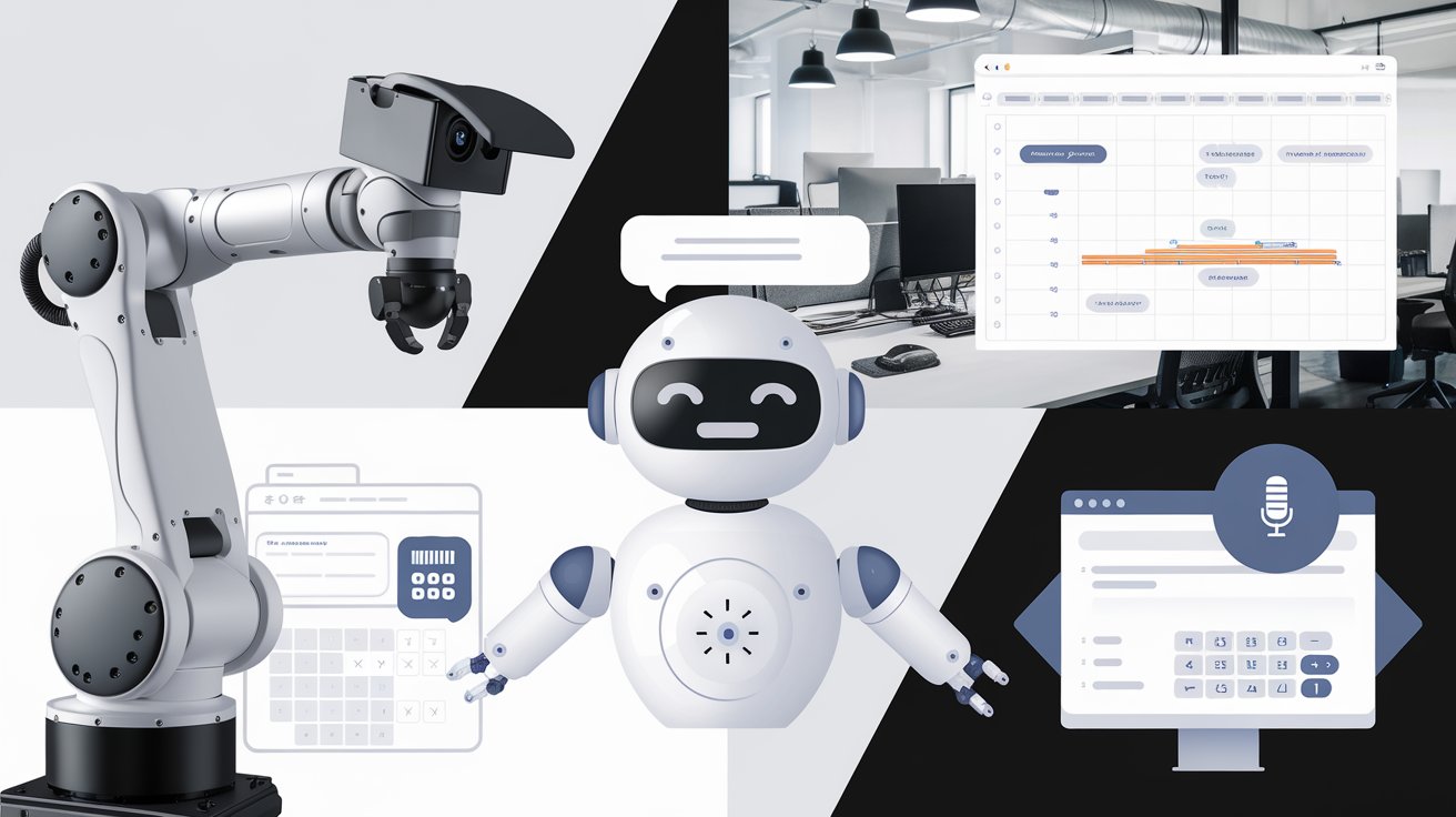 A creative featured image for a blog post about AI automation tools boosting productivity.